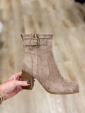 Cady 2 Buckle Boot Taupe Suede