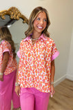 Spot On Pastel Button Front Top Orange