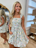 Ruched Bubble Mini Dress Floral