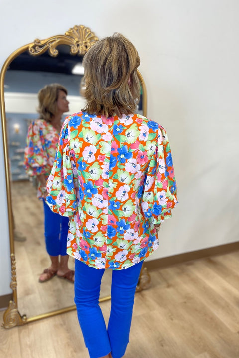 Pastel Floral Muse Top Orange