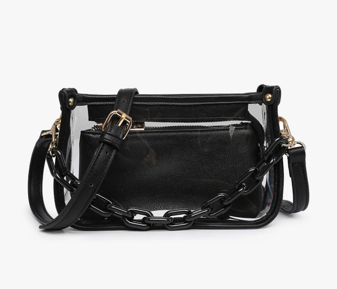 Jen & Co Jessica Clear Crossbody Black