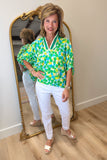 Color Burst Top Green