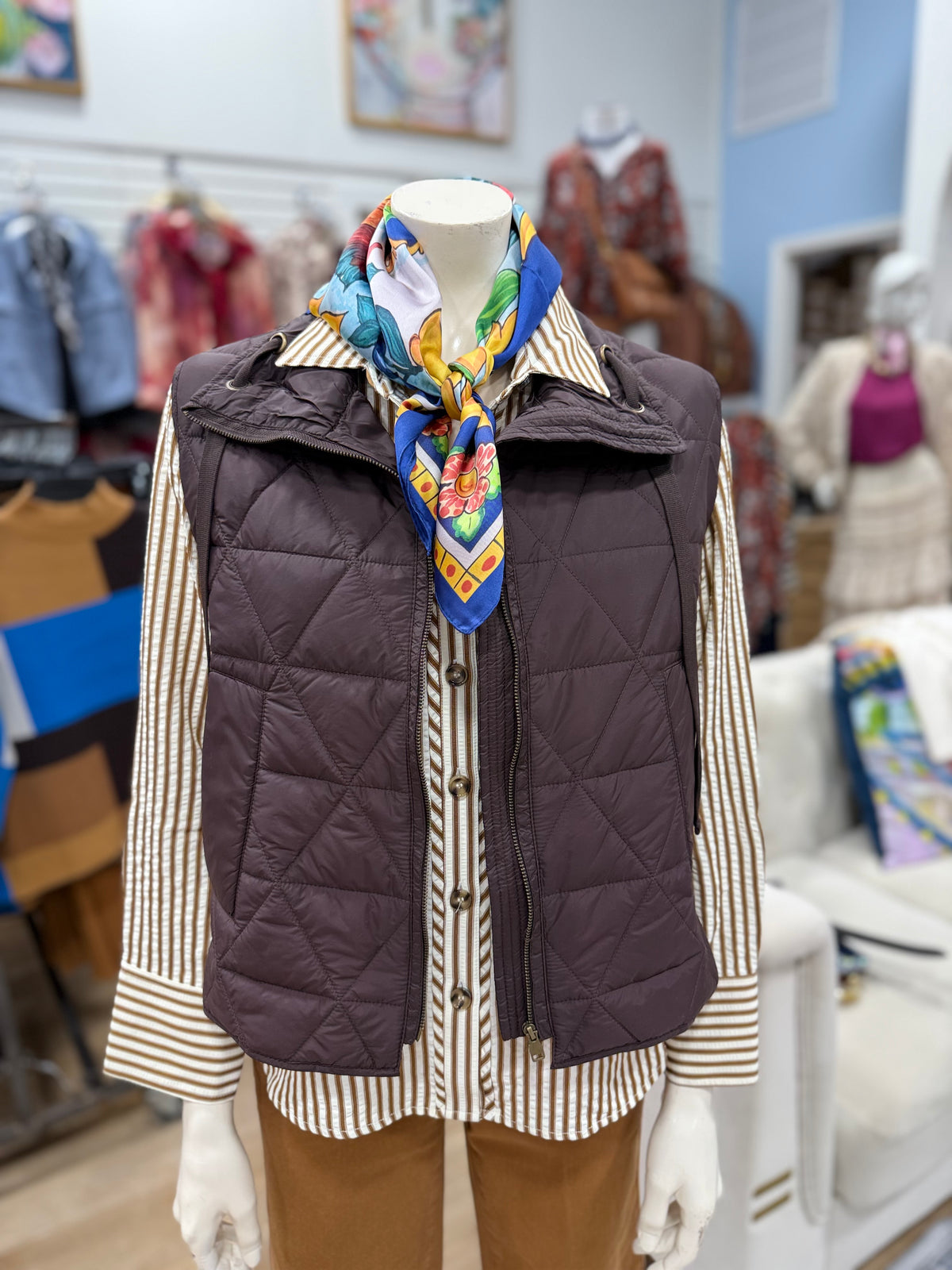 Multiples Drawstring Vest Brown