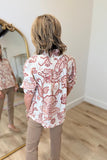 Umgee Smocked Ruffle Neck Top Clay