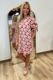 Berry Bloom Bubble Sleeve Dress Raspberry