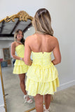 Sunny Day Eyelet Lace Tube Dress Yellow