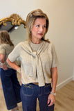 Charlie B Short Sleeve Crew Sweater Truffle