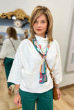 APNY Funnel Neck Sweater w Patch Pockets White