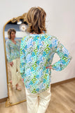 APNY V Neck Top w Tassel Green Multi