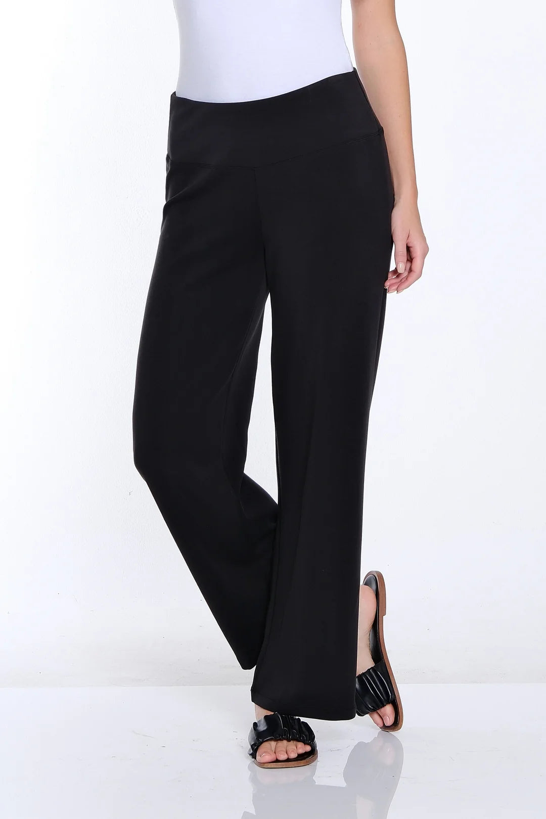 Multiples Wide Band Pull On Wide Leg Ankle Pants (various)