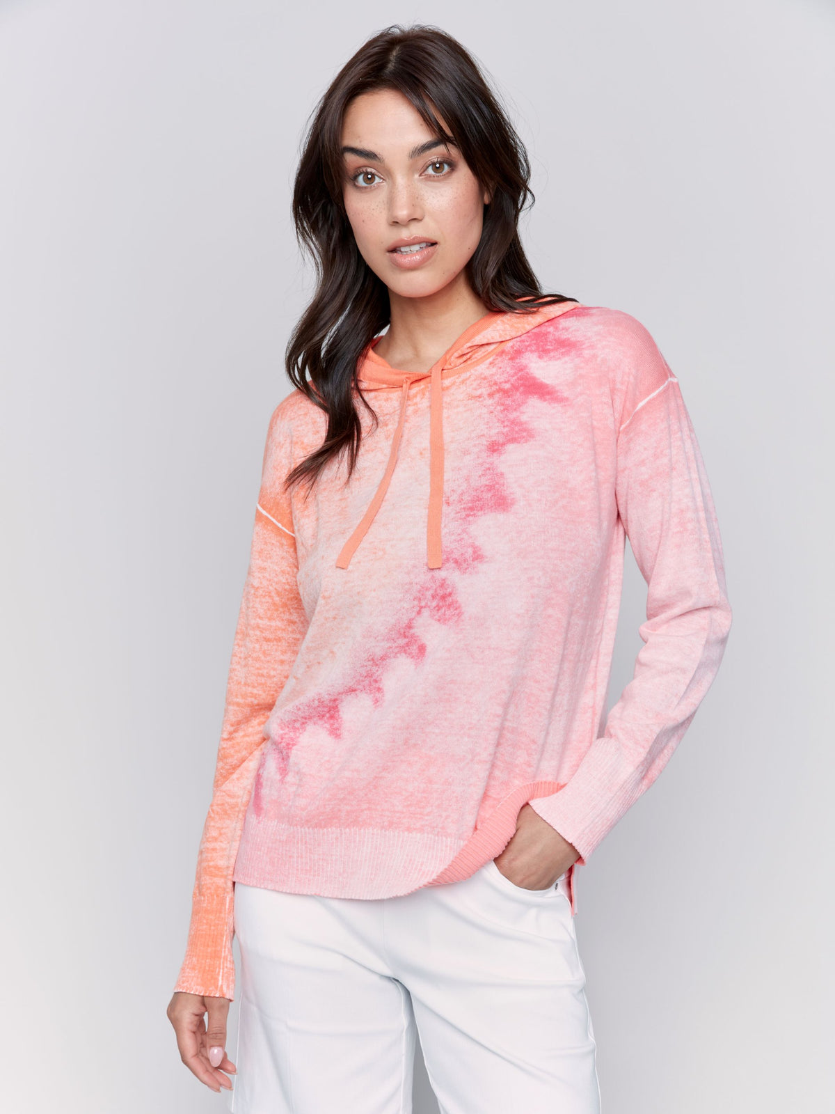 Charlie B Printed Cotton Hoodie Papaya