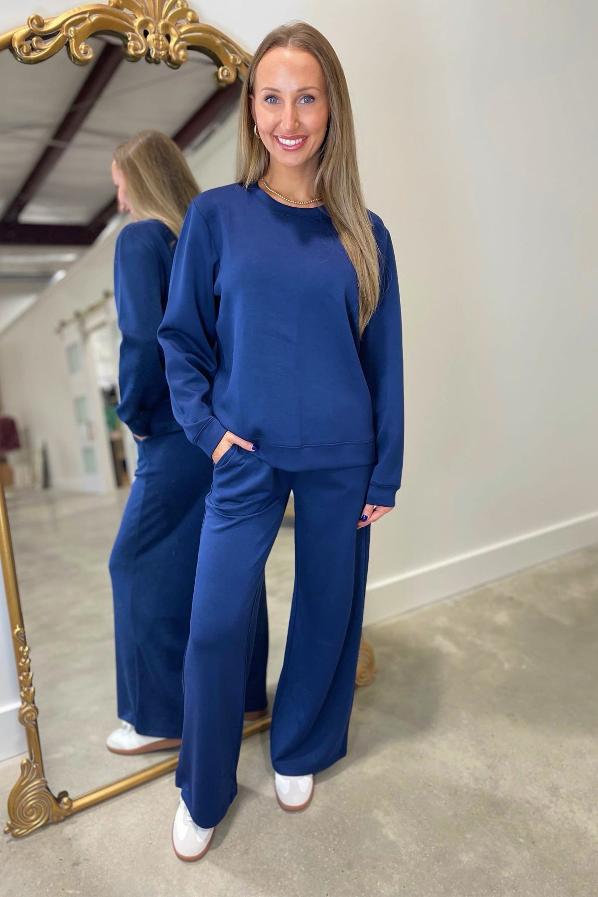 Ocean Drive Fleece Flare Pant Navy