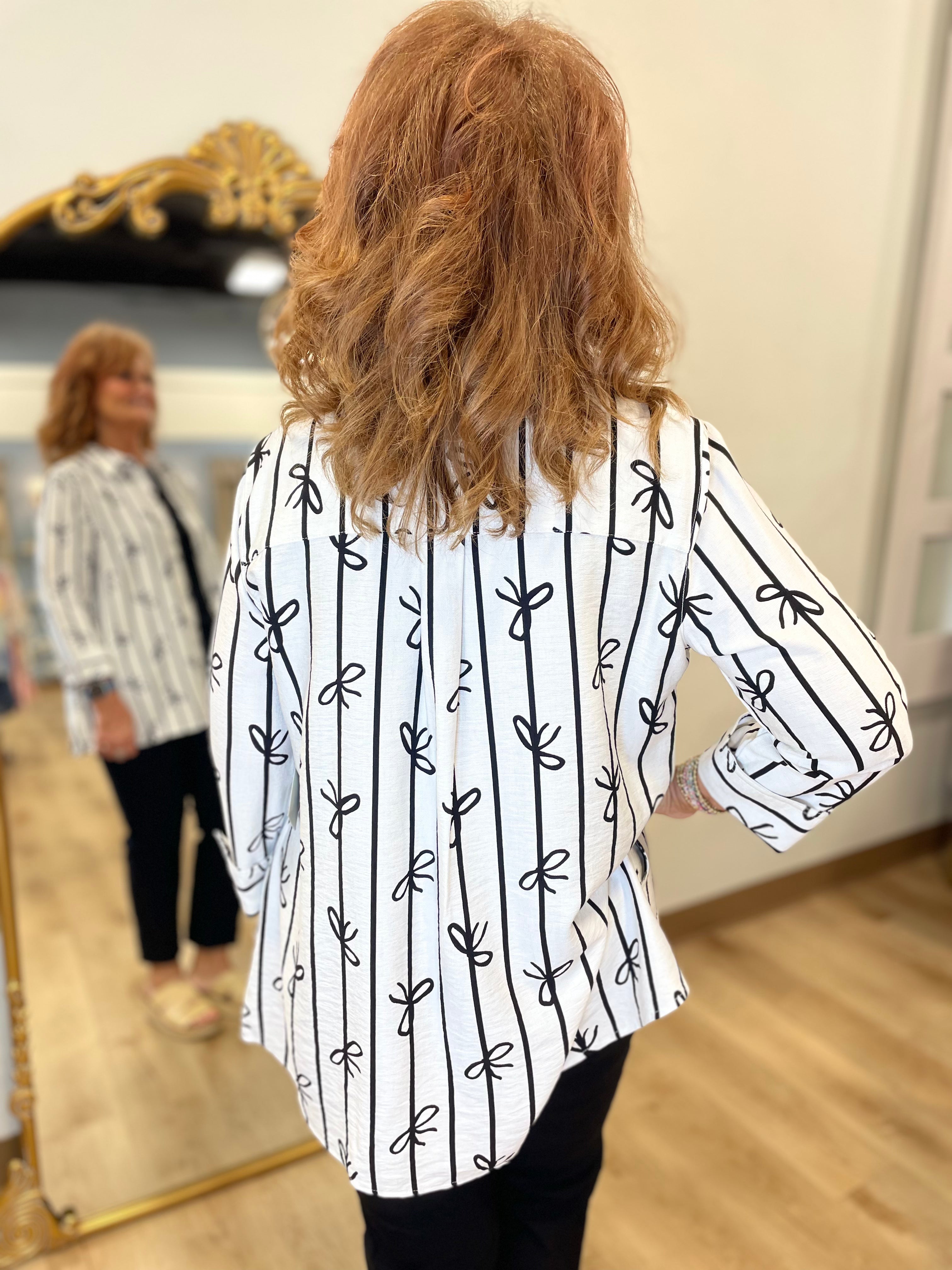 Multiples Button Front Shirt Black Bows