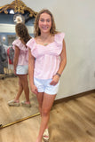 Easy Embroidered Bow Top Pink