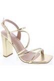 Celeste Square Toe Block Heel Gold
