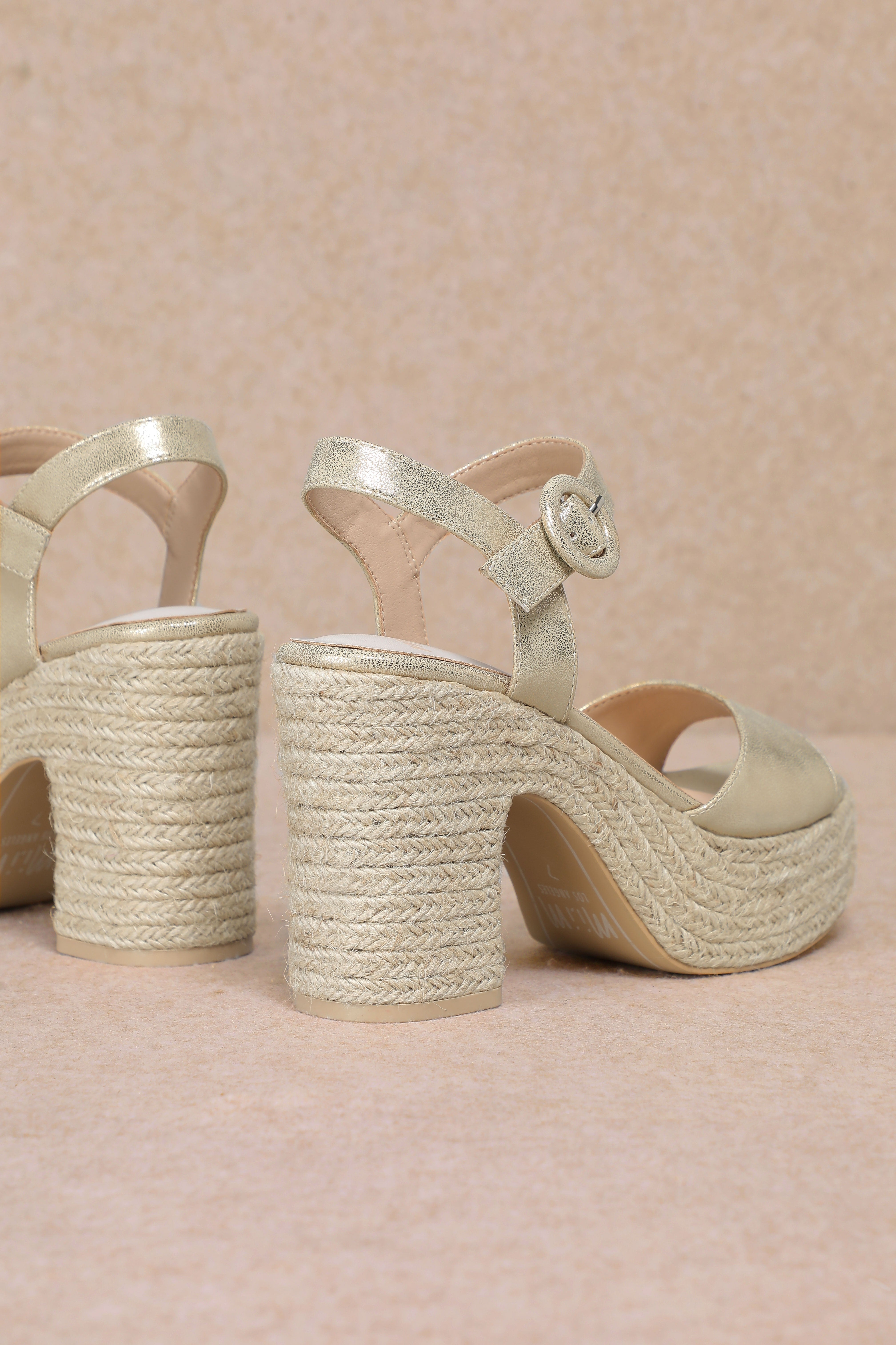 Jana Espadrille Sandal Heel Gold