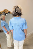 Umgee Textured Blouse Misty Blue