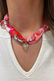 Scarf Charm Necklace Pink Pearl
