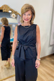 Renuar Woven Side Tie Sleeveless Top Black