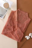 Sheer Lace Long Sleeve Top -brown