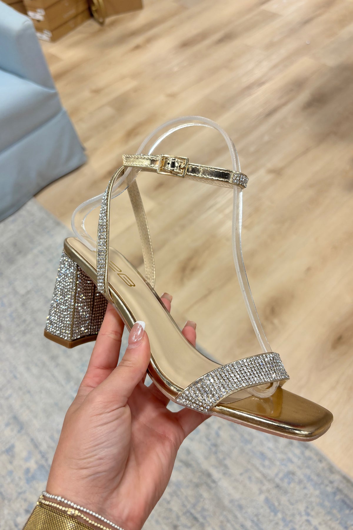 Demii Crystal Studded Heel Gold