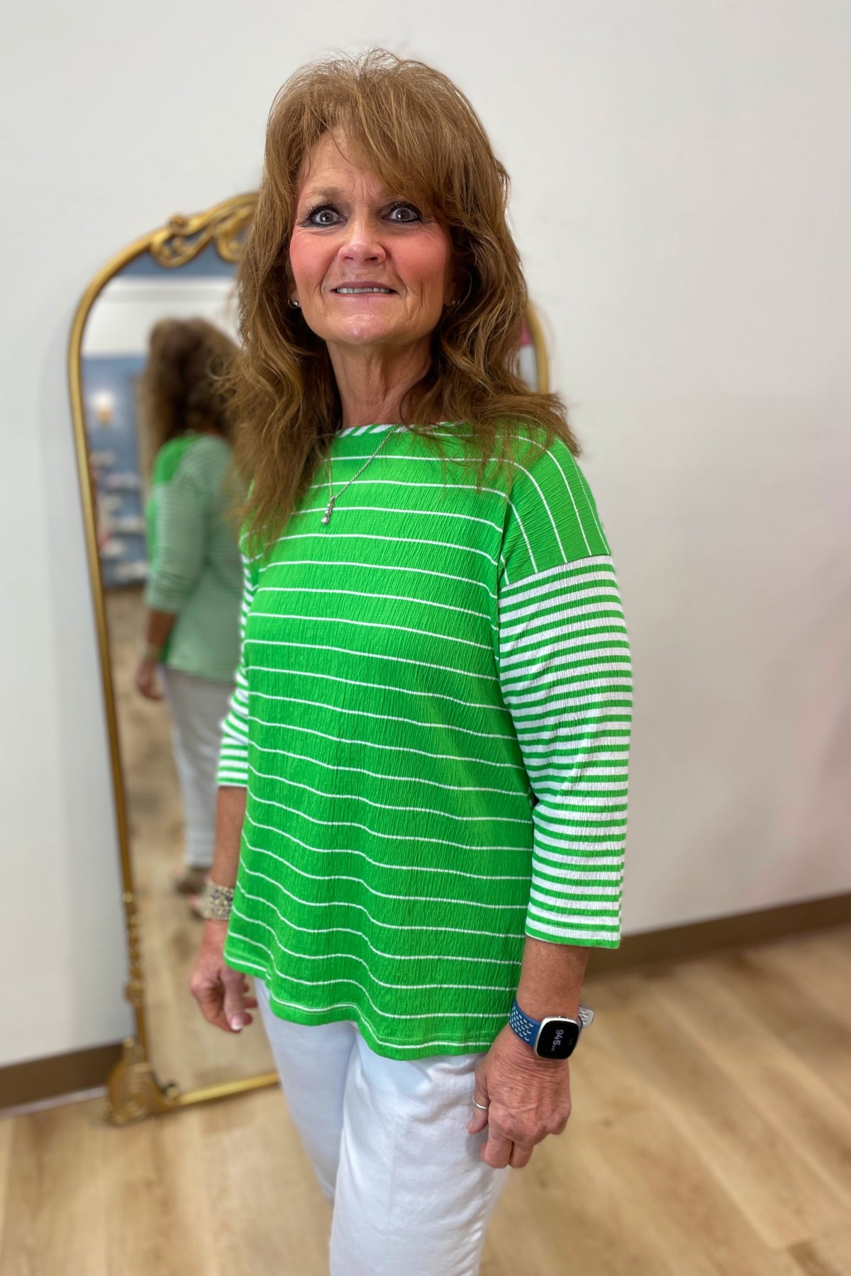 Multiples Laced Tie Back Top Green