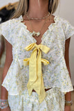 April Flowers Bow Skort Set Yellow