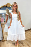 Ocean Love Ruffle Sleeve Dress White