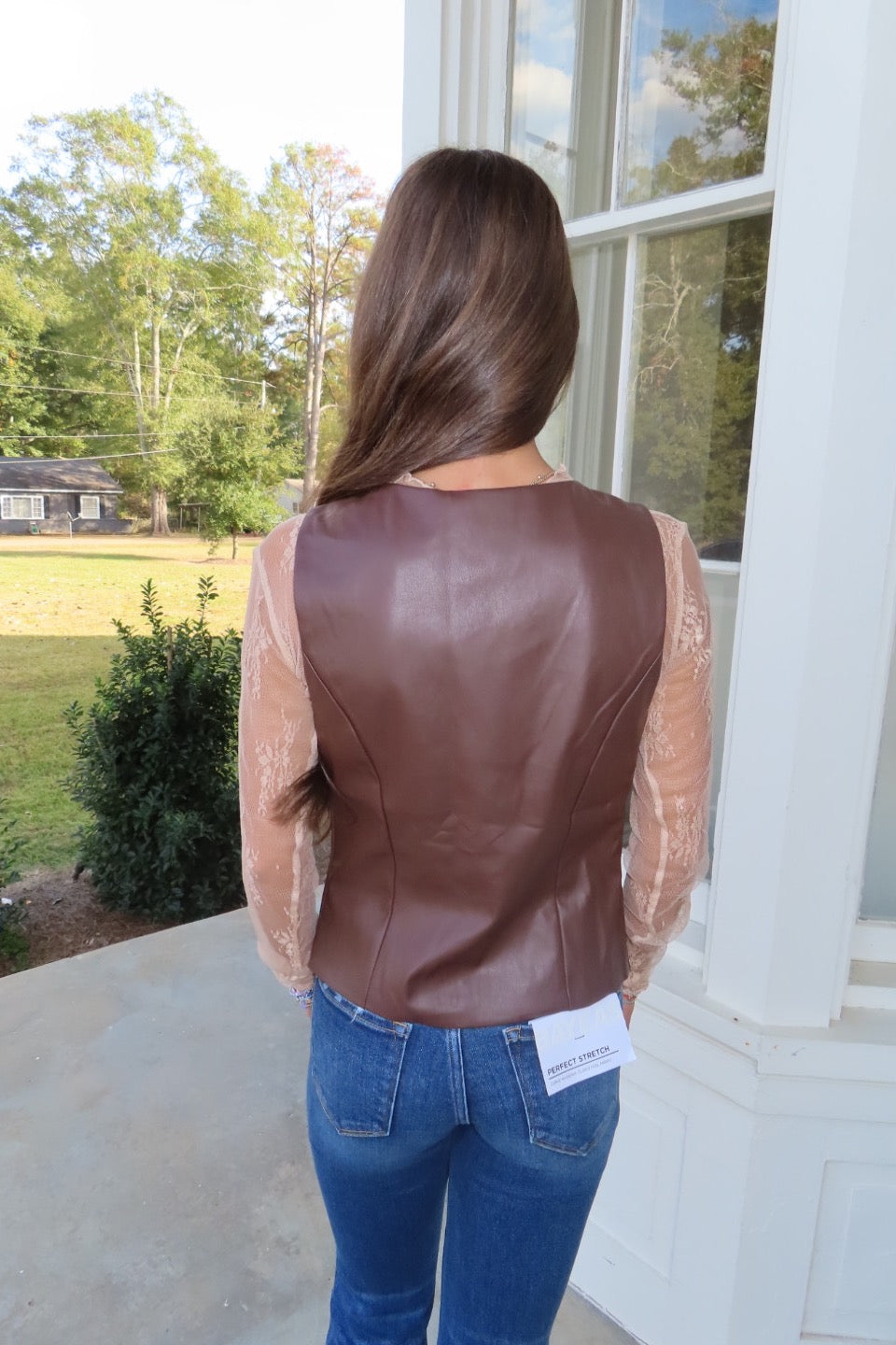 Party in Pleather Vest Brown