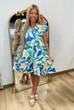 Mudpie Reeves Flounce  Dress Green