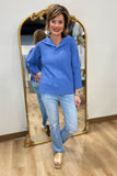 Joh Kourtney Crepe Knit Top Blue