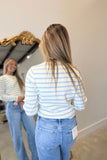 Spring Line Striped Cardigan Blue