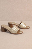 Riley Woven Block Heel Sandal Gold