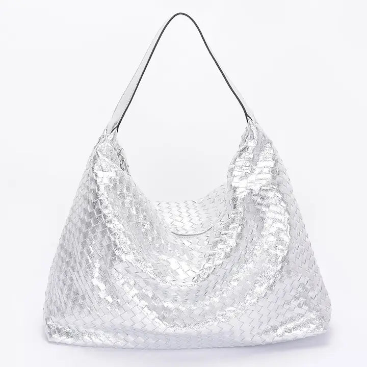 MULTI BRAIDED TOTE SILVER