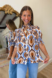 Faculty Favorite Blouse White/Blue