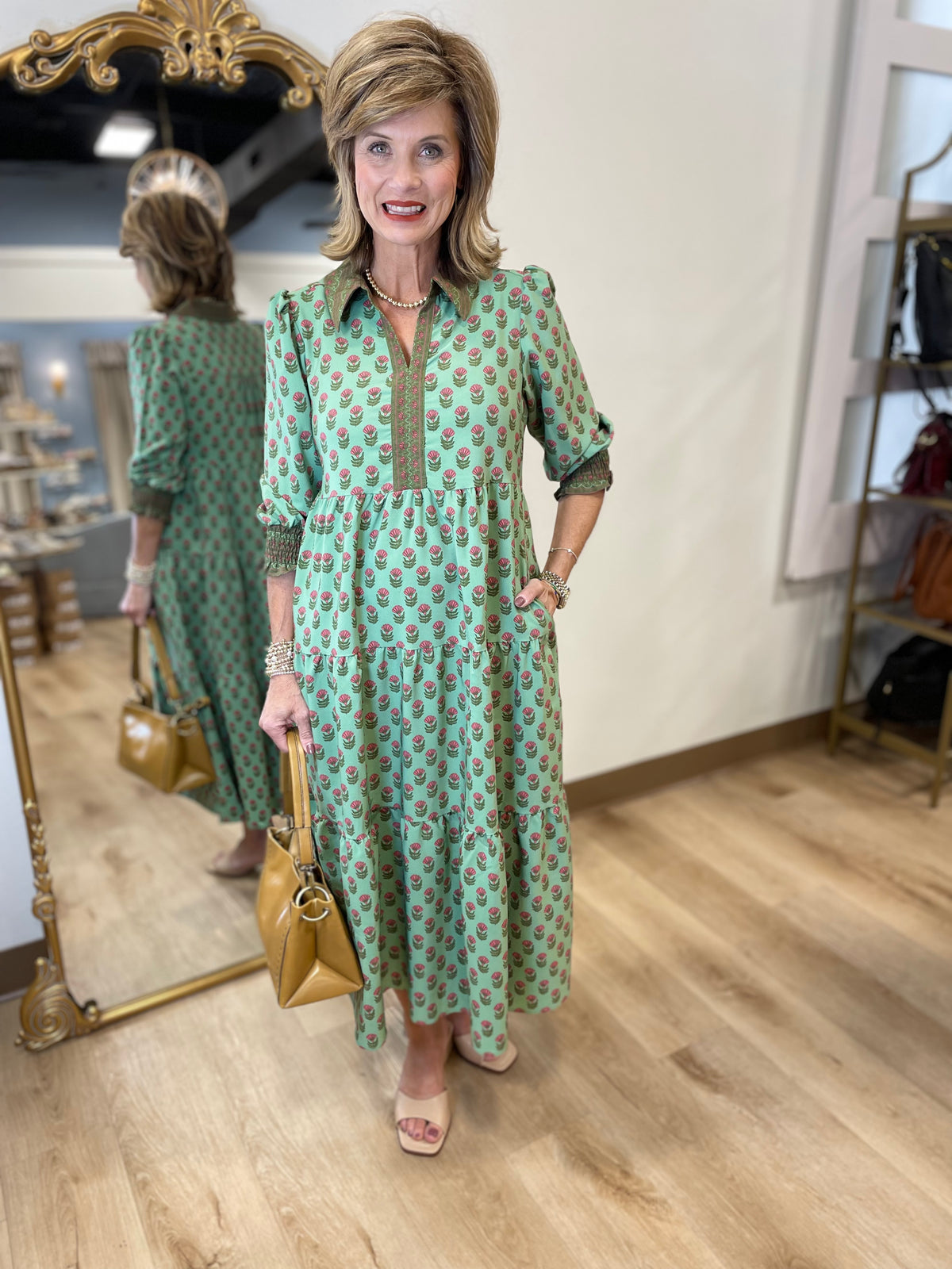 Mary Square Tamryn Floral Dress Green Mary Square Tamryn Floral Dress Green