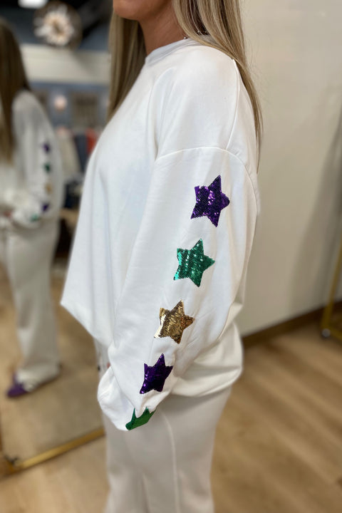 Mary Square Mardi Gras Stars Sweatshirt
