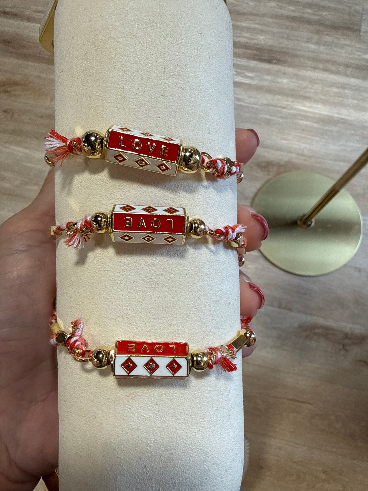 Braided Boho LOVE Bracelet Red