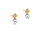 E Newton Signature Cross Mixed Metal Stud Classic Sterling