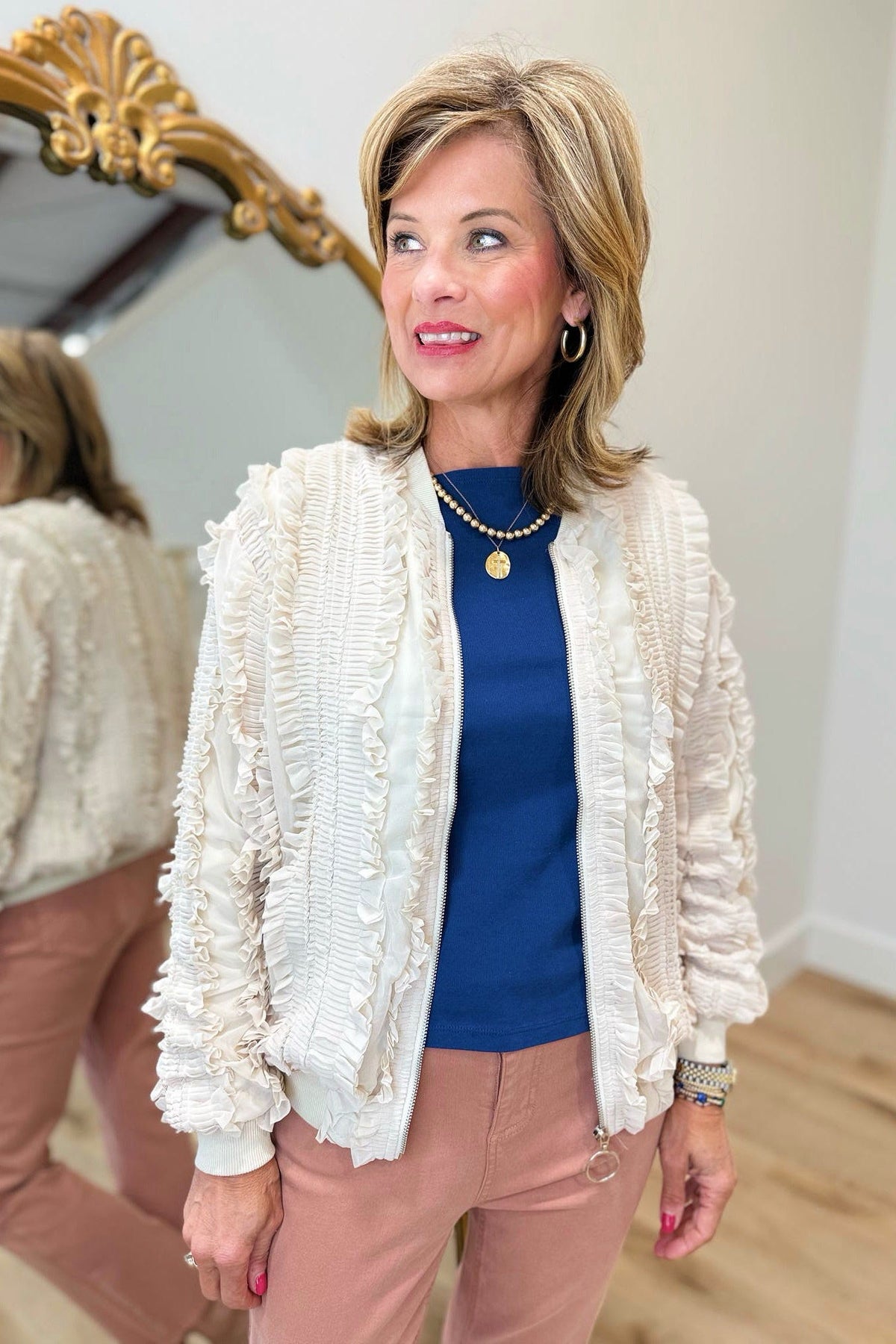 Joh Winette Lace Ruffled Jacket Cream