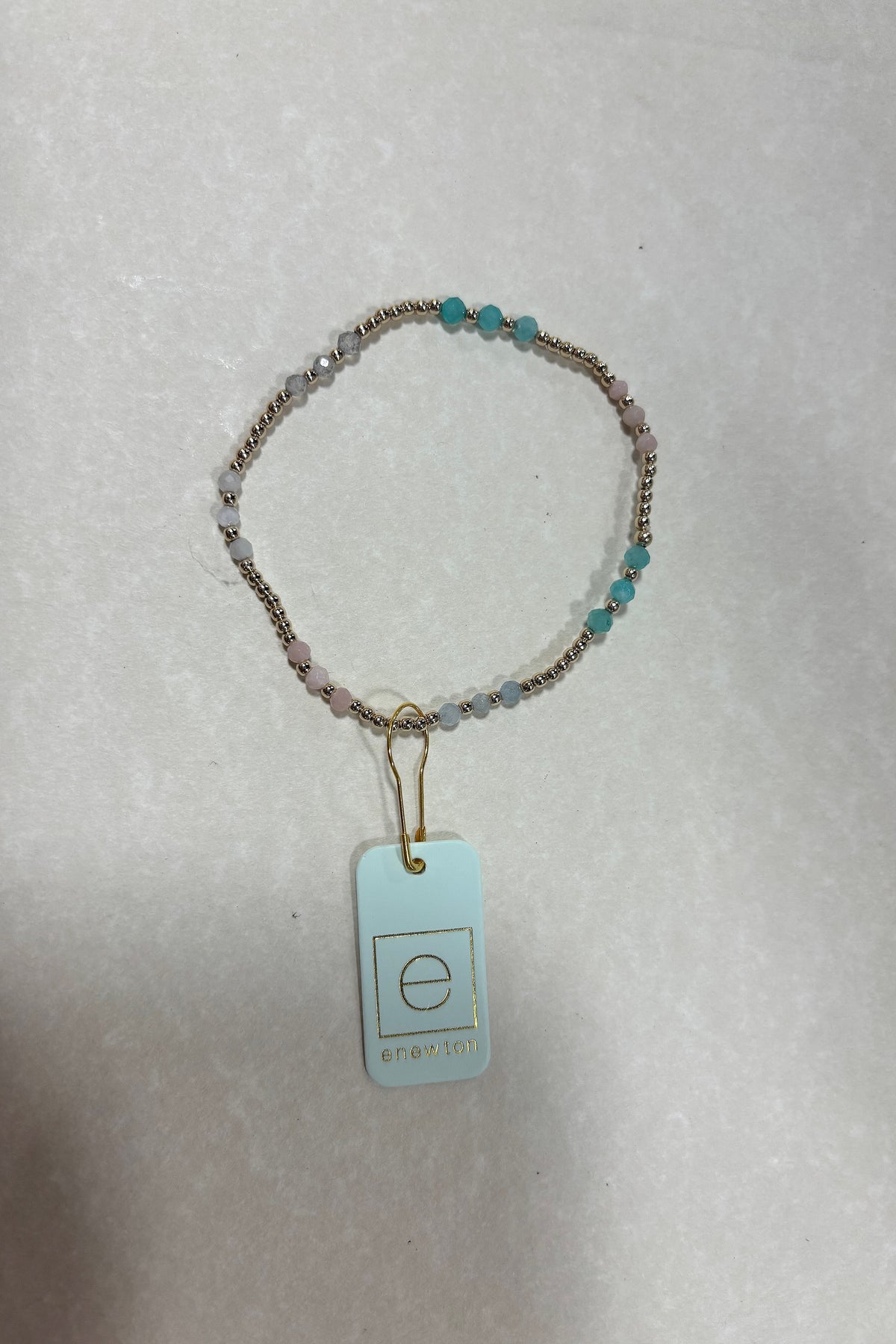 E Newton Gemstone Gold Joy Pattern 3mm Bead Bracelet Hot Mess SS25
