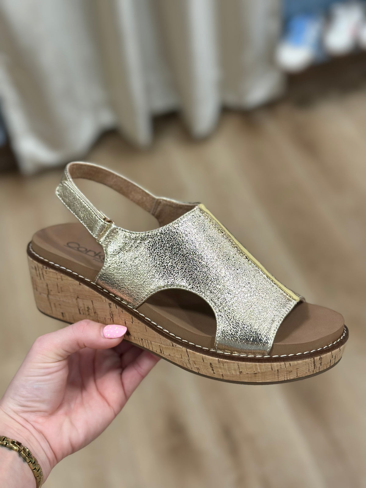 Corkys Volta II Sandal Gold Crinkle Metallic
