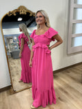 Taylor Chiffon Maxi Dress Hot Pink