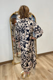 Umgee Floral Tiered Dress Tan/Black