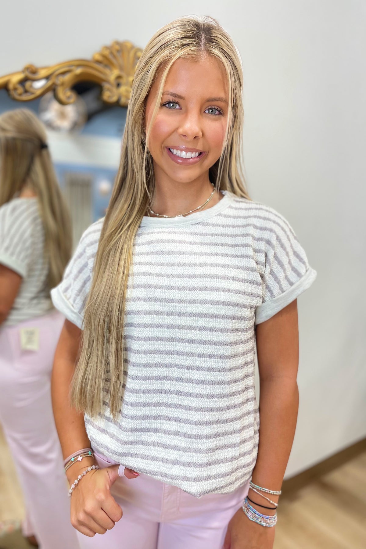 Country Stripe Tee Taupe