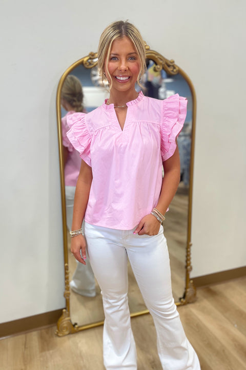 Princess Pink Flutter Sleeve Blouse