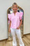 Princess Pink Flutter Sleeve Blouse