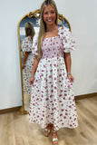 Rosy Darling Smocked Bodice Dress Ivory