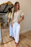 A+ Style Blouse Khaki Check