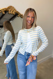 Spring Line Striped Cardigan Blue